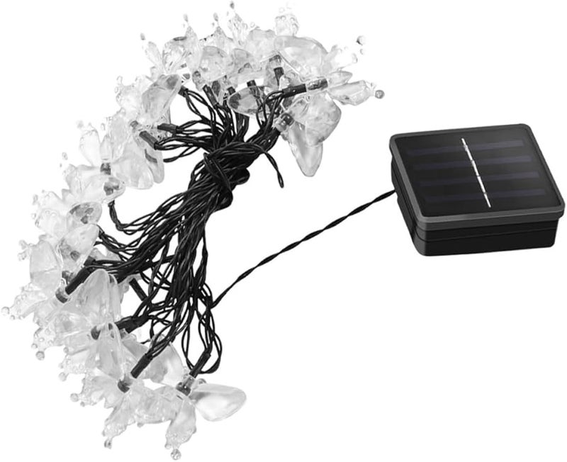 Solar Butterfly LED String Lights 7M 50 Bulbs 8 Modes Outdoor Garden Patio Yard Decoration - Image 1